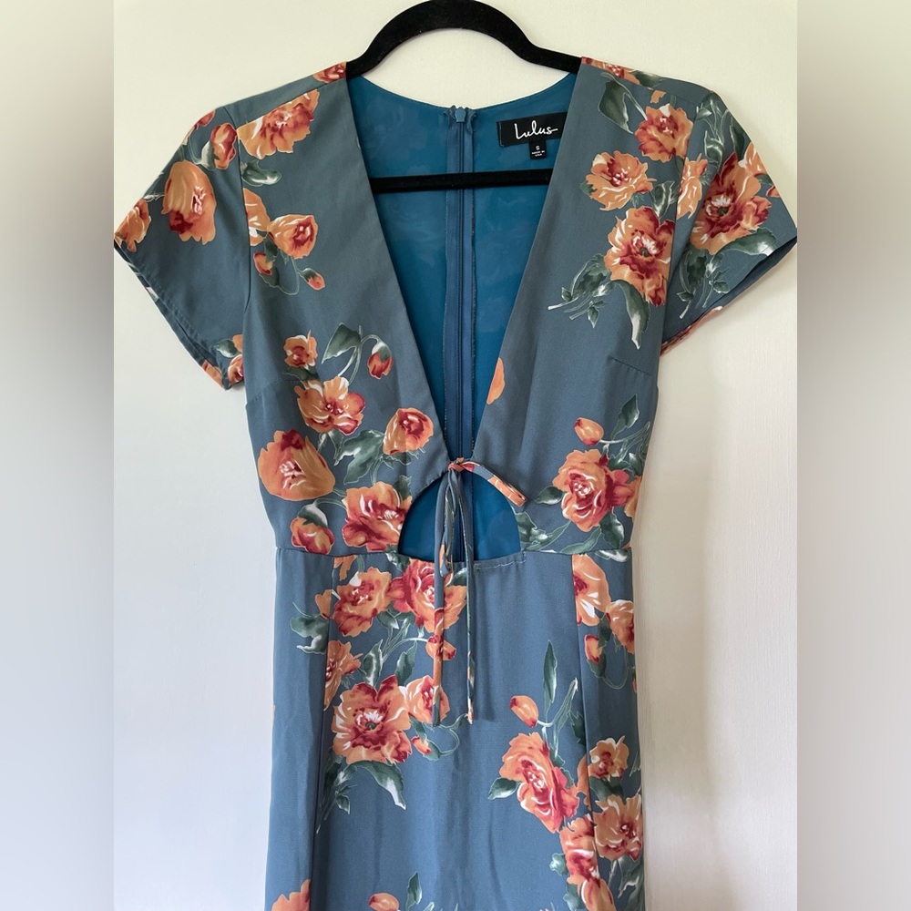 Lulus Floral Blue Dress